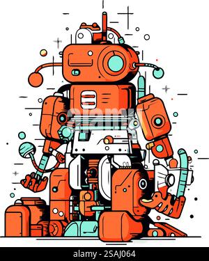 Illustration of Robot Icon in Flat Style Stock Vector Image & Art - Alamy