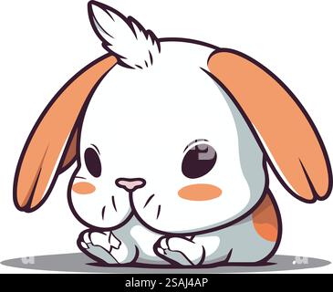 White rabbit cartoon character illustration Stock Vector Image & Art ...