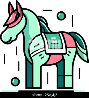 Horse vector illustration. thin line design. modern flat style icon Stock Vector