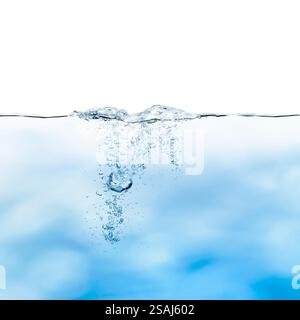 Splash on water line surface against abstract blue color background Stock Photo