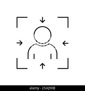 Focus on client icon, customer centricity line vector Stock Vector