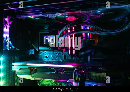 Cpu Case Mod Radiator Fan Case Mod concept with Cpu liquid cooling system, motherboard, case led ...