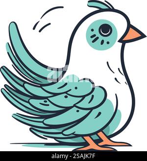 Vector illustration of a cute cartoon bird on a white background ...