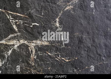 Textured of the black marble background. Gold and white patterned natural of dark gray marble texture. Stock Photo