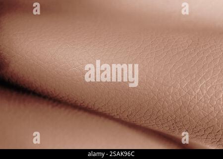 Leather in mocha mousse shade, closeup. Trendy color of 2025 year Stock Photo