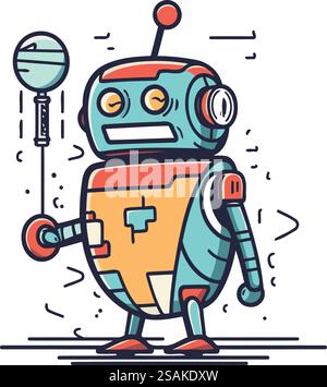 Advertising poster with illustration of a robot Stock Vector Image ...
