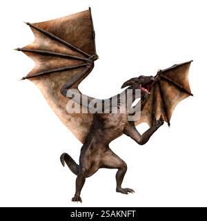 3D rendering of a fantasy dragon isolated on white background Stock ...