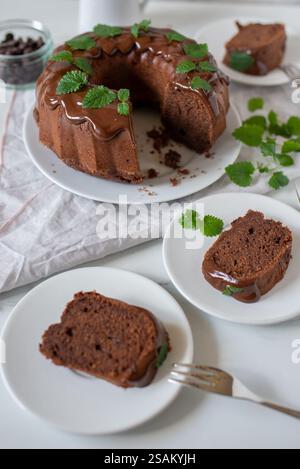 sweet home made chocolate mint bundt cake Stock Photo
