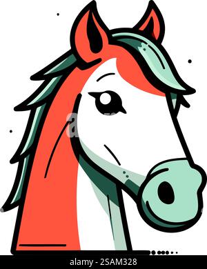 Illustration hand drawn head horse isolated on white background ...