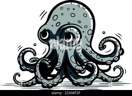 Hand drawn octopus isolated on white background. Vector illustration of ...