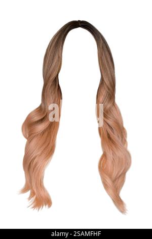 Long hair blond ombre wig isolated cutout on white Stock Photo