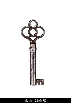 Old metal skeleton key isolated cutout on white Stock Photo