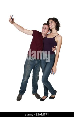 Couple taking a selfie with a cell phone Stock Photo