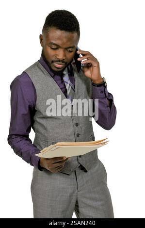 Young black man talking on a cell phone Stock Photo