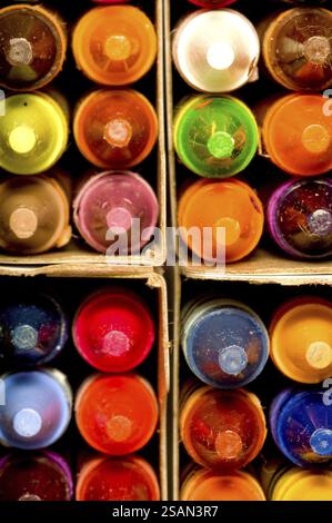 Very colorful wax crayons ready for a coloring book Stock Photo