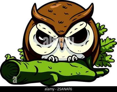 Clipart Owl sitting on a tree branch Stock Vector Image & Art - Alamy