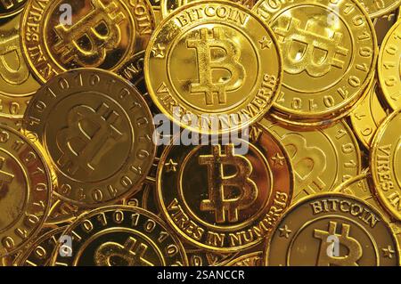 Mason Jar Full of the Electonic Currency Bitcoin Stock Photo