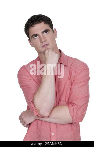 Handsome man thinking thoughts with his brain Stock Photo