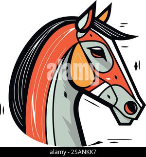 Illustration symbol outline head horse isolated on white background ...
