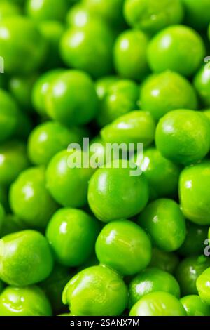 Organic Steamed Frozen Green Peas in a Bowl Stock Photo