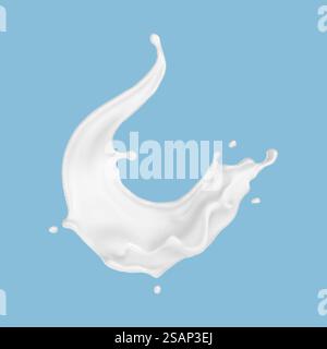 Milk splash vector illustration on blue background Stock Vector Image ...