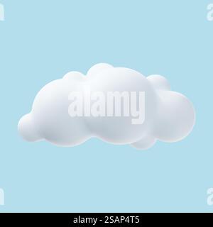 3d realistic simple clouds isolated on blue background. Render soft round cartoon fluffy clouds icon in the sky. Vector illustration. 3d realistic simple clouds Stock Vector