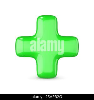 Vector illustration of plus sign white and green round icon Stock ...