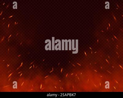 Realistic fire sparks background on a transparent background. Burning ...