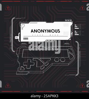 Cyber culture, Cyberpunk futuristic poster. programming and virtual environments. hacking, Modern flyer for web and print. Tech Abstract poster template with HUD elements Stock Vector