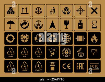 Packaging signs or packaging symbols. Packaging symbol standard and ...