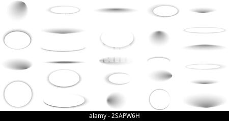 Set of circular and ellipse shadow effects isolated on transporent ...