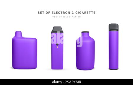 Set of realistic electronic cigarettes. Colorful vape pen mod. Vector ...