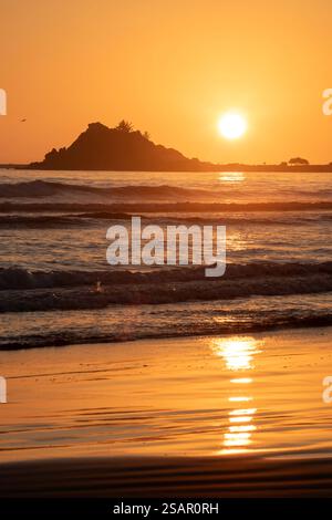 Crescent City, California - Sunset over the Pacific Ocean in northern California. Stock Photo