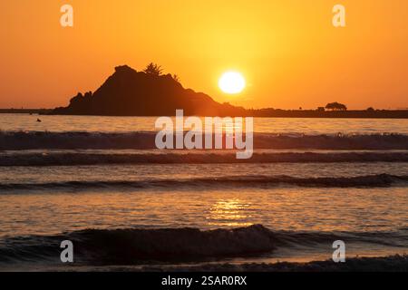 Crescent City, California - Sunset over the Pacific Ocean in northern California. Stock Photo