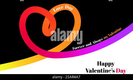 Line Background for Valentine's Day. Vector Art with Doodle heart Gradient Shapes. Stock Vector