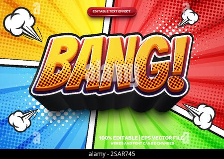 Super Bang Comic Cartoon Style Bold 3D Editable text Effect Style Stock Vector