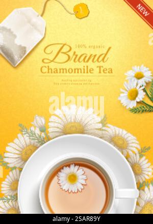 Chamomile tea bag ad Stock Vector