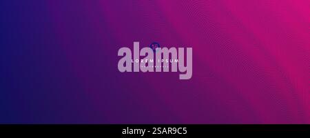 Red, pink and purple glowing wavy line pattern on dark blue background with copy space. Modern technology futuristic neon color concept. Abstract wide banner design. EPS10 vector Stock Vector