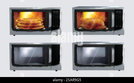 Microwave oven set Stock Vector