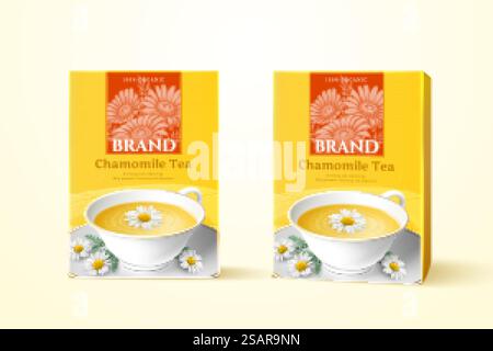 Chamomile tea boxes Stock Vector