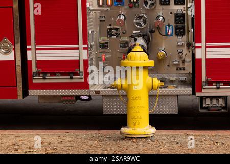 Hydrant in front of a fire engine Stock Photo - Alamy