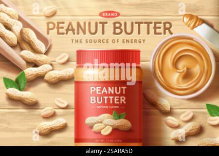 Natural peanut butter ad Stock Vector