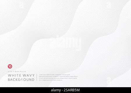 Abstract mesh gradient with white and gray curve lines pattern textured background. Modern and minimal template with copy space. Design for cover template, poster, banner web, print ad. Vector EPS10. Stock Vector
