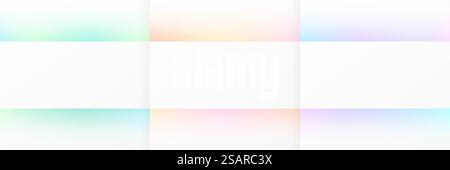 Set of blue, pink-purple and green frames on white background. Abstract colorful gradient scene backdrop. Collection of glowing neon color on background with copy space. Top view design. Vector EPS10 Stock Vector