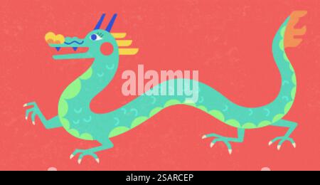 Cute flat style dragon element Stock Vector