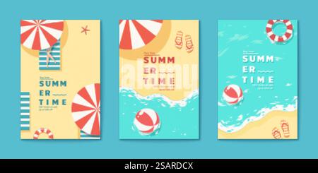 Summer time beach flyer set Stock Vector