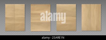 Crumpled paper texture vector background. Brown old parchment. Wrinkled vintage sheet EPS10 Stock Vector
