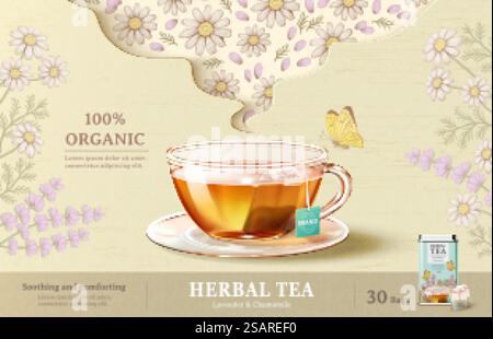 Refreshing herbal tea ad Stock Vector