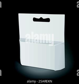 blank paper package isolated on black background. 3D illustration.. blank paper package Stock Vector