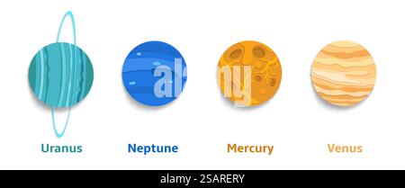Solar system planets, vector paper cut illustration Stock Vector Image ...